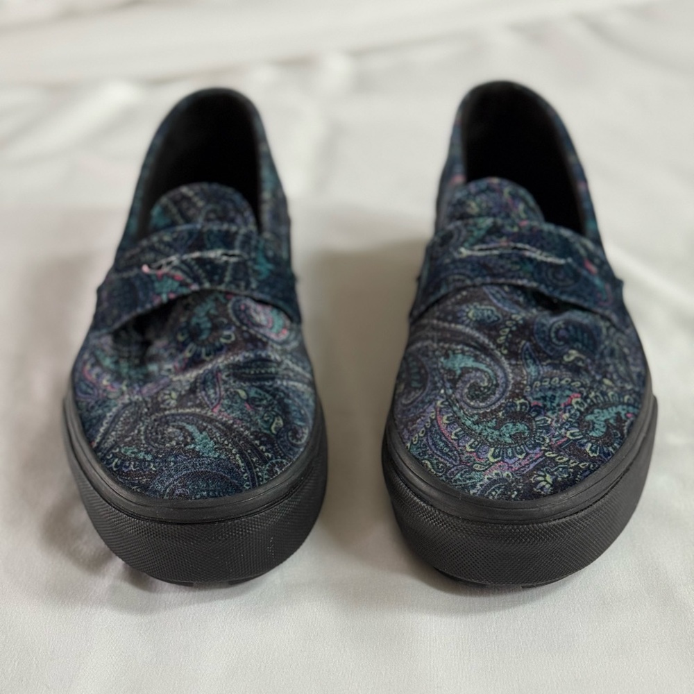 Vans Style 53 Loafer Velvet Paisley Blue Green Sneakers Shoes Size 8 Mens 6.5